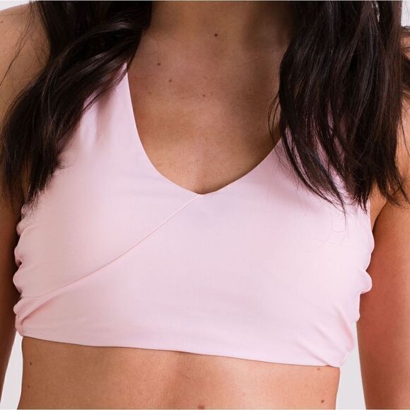 NWT Set: High Waist Athletic Crossback  Sports Bralette Bikini in Soft Pink - Picture 4 of 15